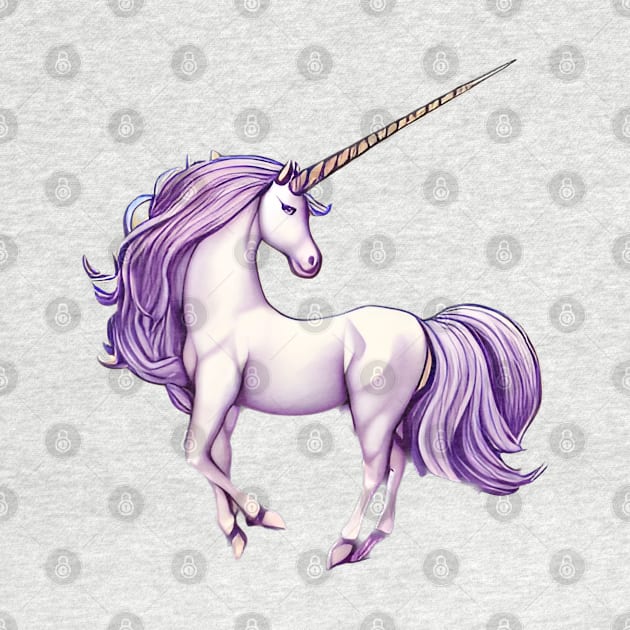 Fantasy White Purple Unicorn Design by Greenbubble